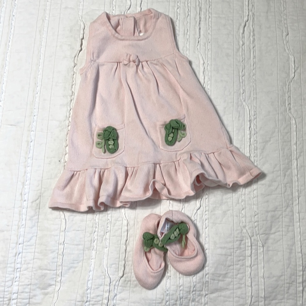 Baby Dress with Matching Slippers Size 12-18 mo.